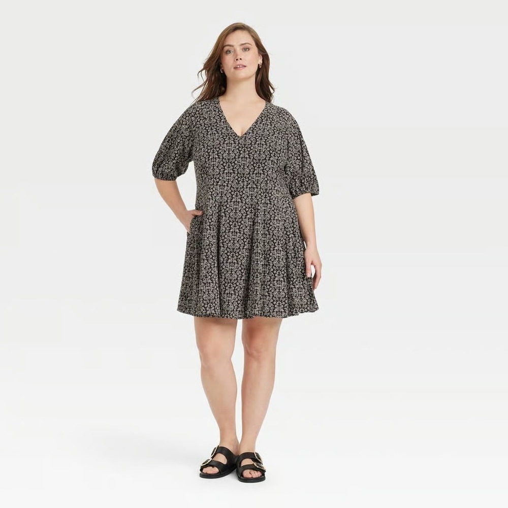 Universal Thread sz‎ XXL elbow slv mini a-line floral dress casual lightweight